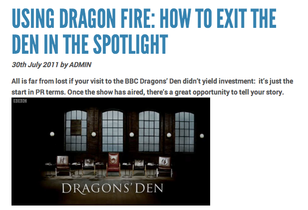 The Dragons Den PR opportunity